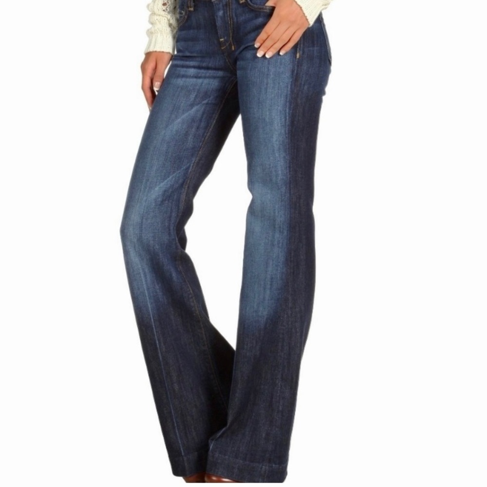 7 For All Mankind Dojo Dark Wide Leg Jeans Size 27